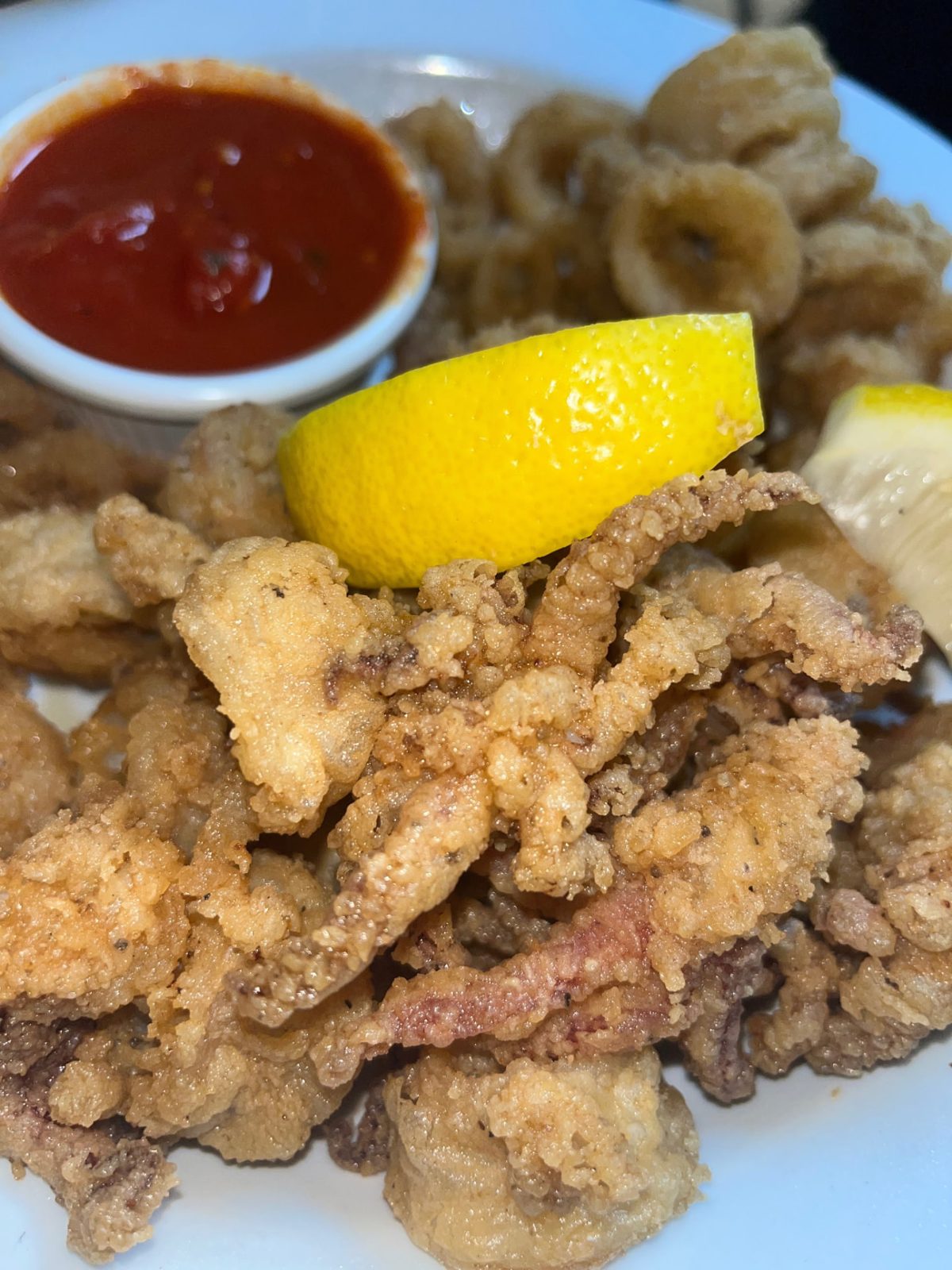 Fried calamari with marinara and lemon